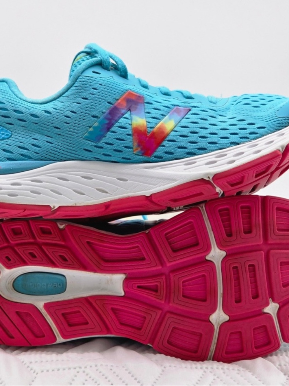 New Balance Shoes 680 v6 Running Womens 9 Blue Tie Dye emblem Style Athletic - Picture 7 of 10